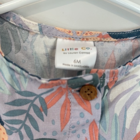 Baby Girl Little Co. Lauren Conrad Linen blend Button-Down Dress Tropical 6m - Picture 2 of 4